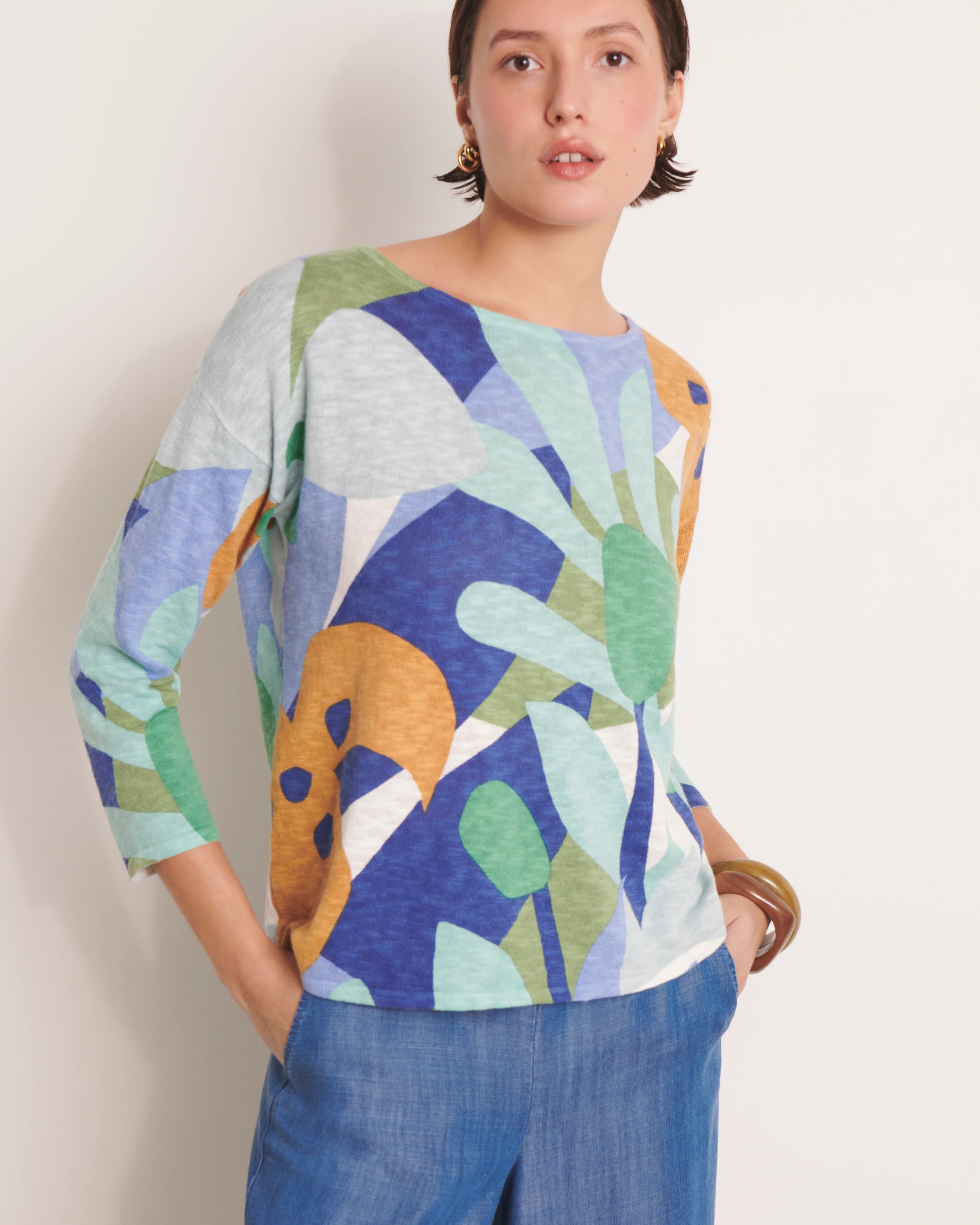 Pull imprimé bleu ALBIZIAME/13192/881
