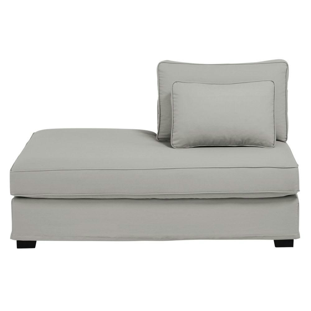 Milano - Méridienne gauche pour canapé modulable en toile gris clair