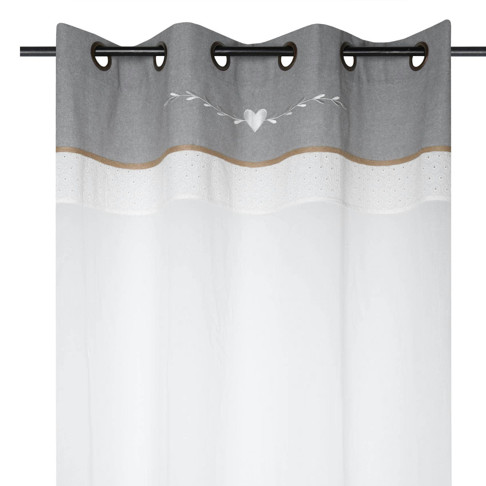 - Voilage tamisant esprit romantique polyester blanc 260 x 140