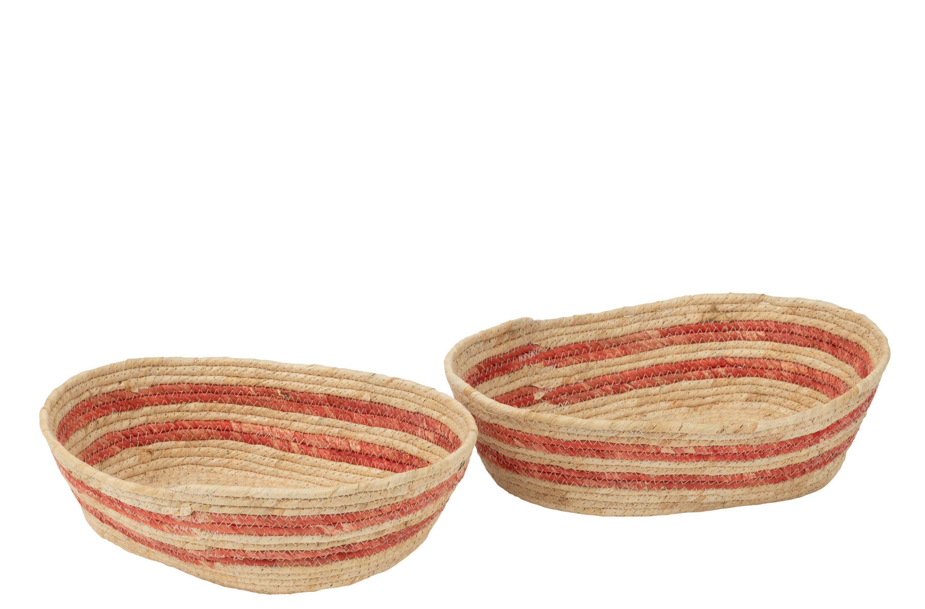 J-Line mand streepjes maïs - textiel - naturel rood - set va