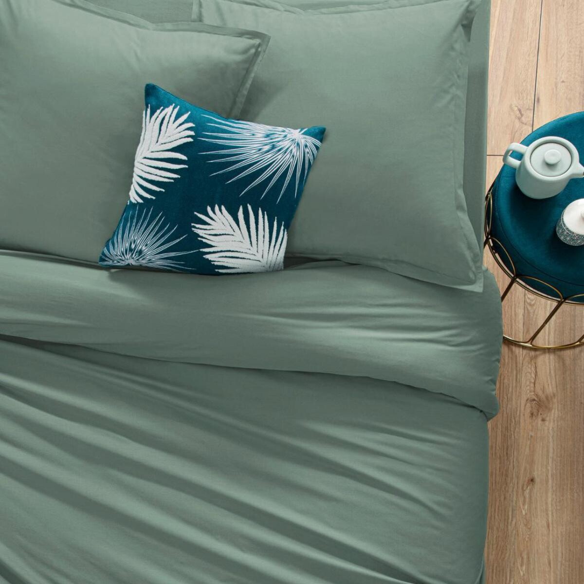 Fitted sheet, cotton Celadon blue, 140x190 cm
