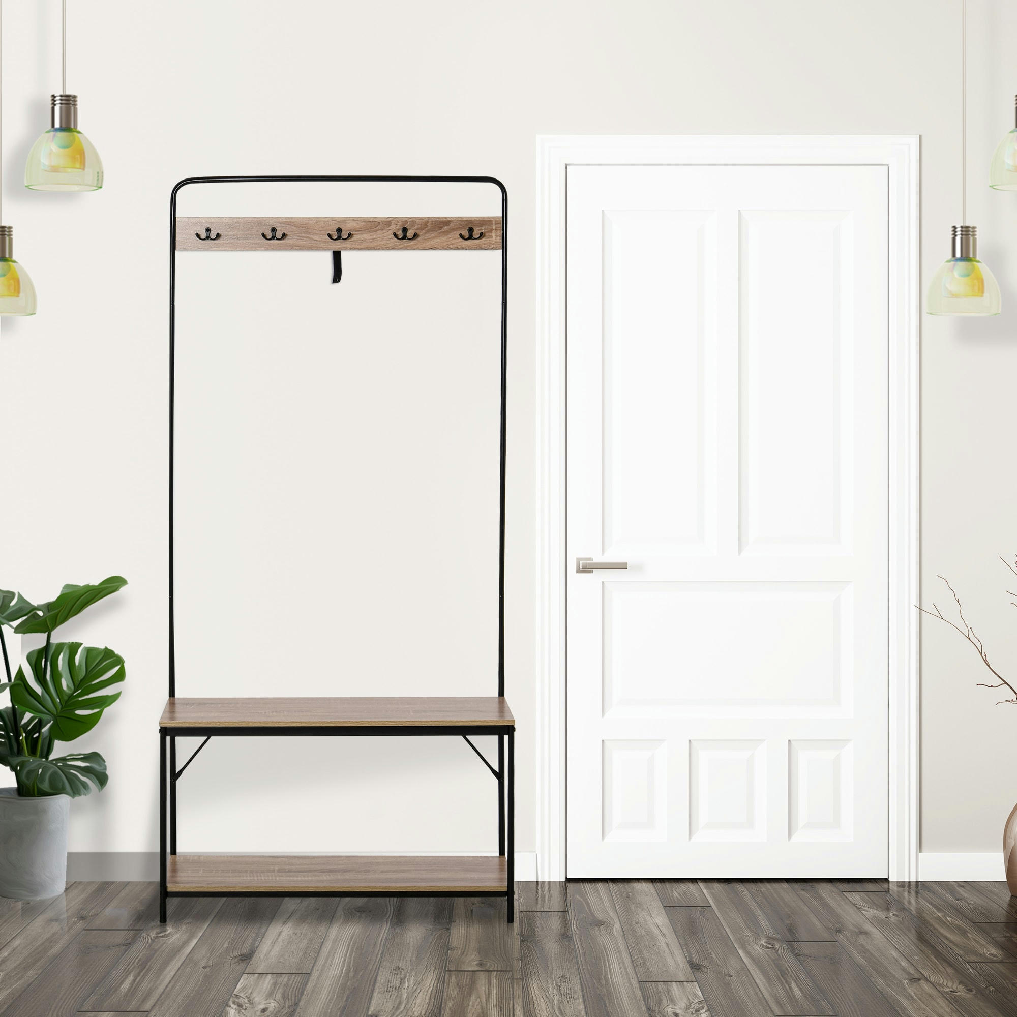 - Banc à chaussures porte-manteaux style industriel