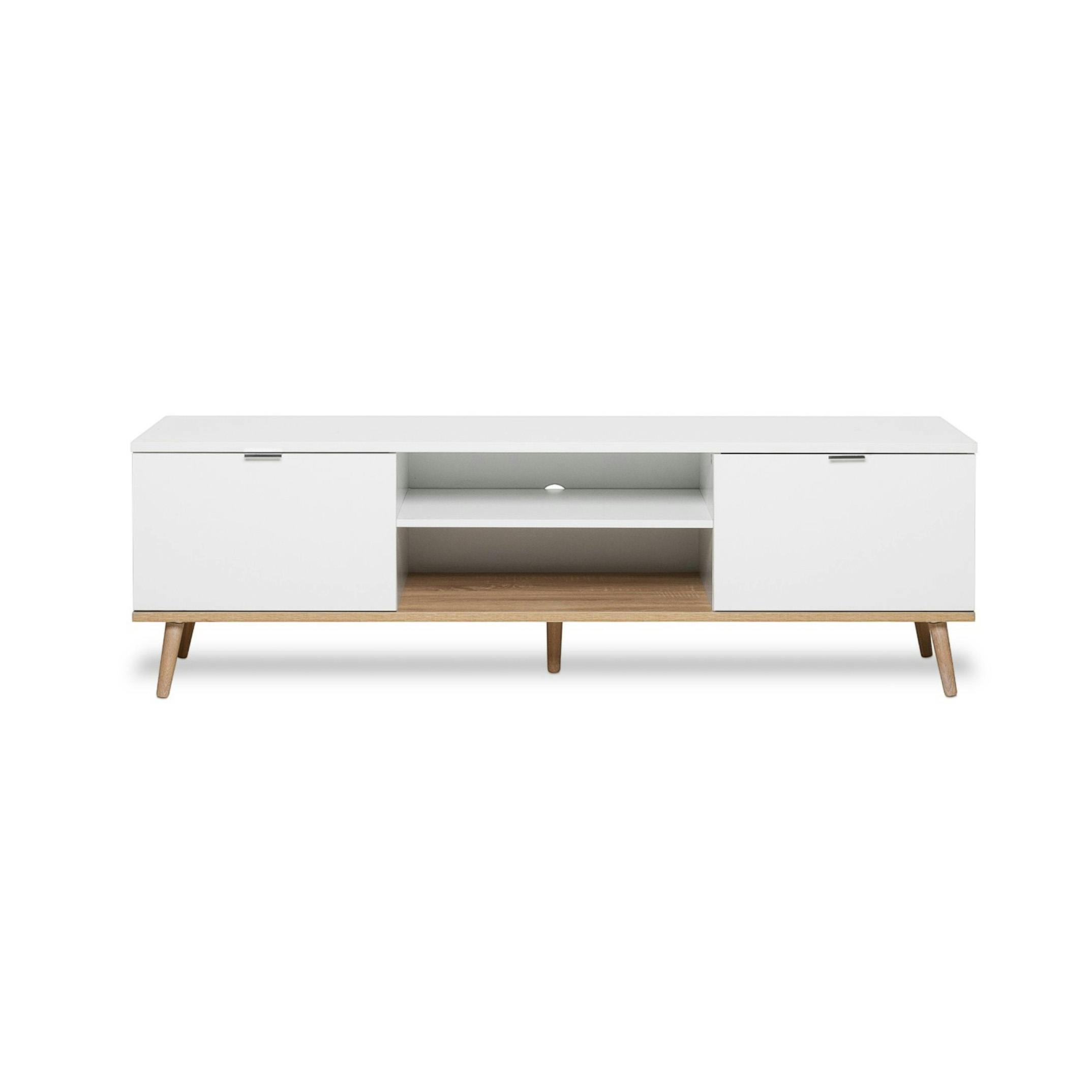 Meuble TV blanc 2 portes style scandinave ALVA