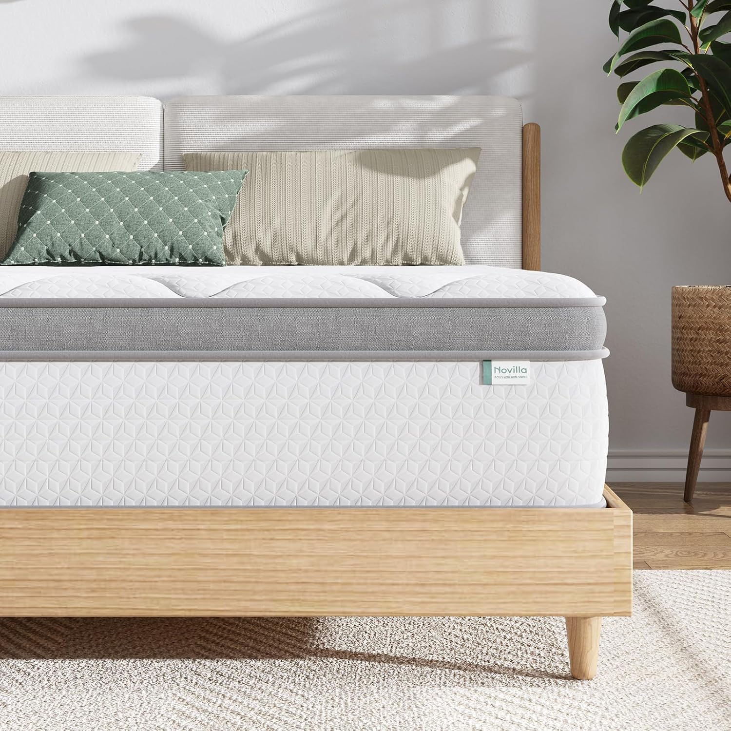 Novilla Twin Mattress, 10 Inch Twin Hybrid Mattress for Kids, Pocket Innerspring Pillow Top Mattresses for Motion Isolation, Pressure Relief & Edge Support, Medium Firm Feel