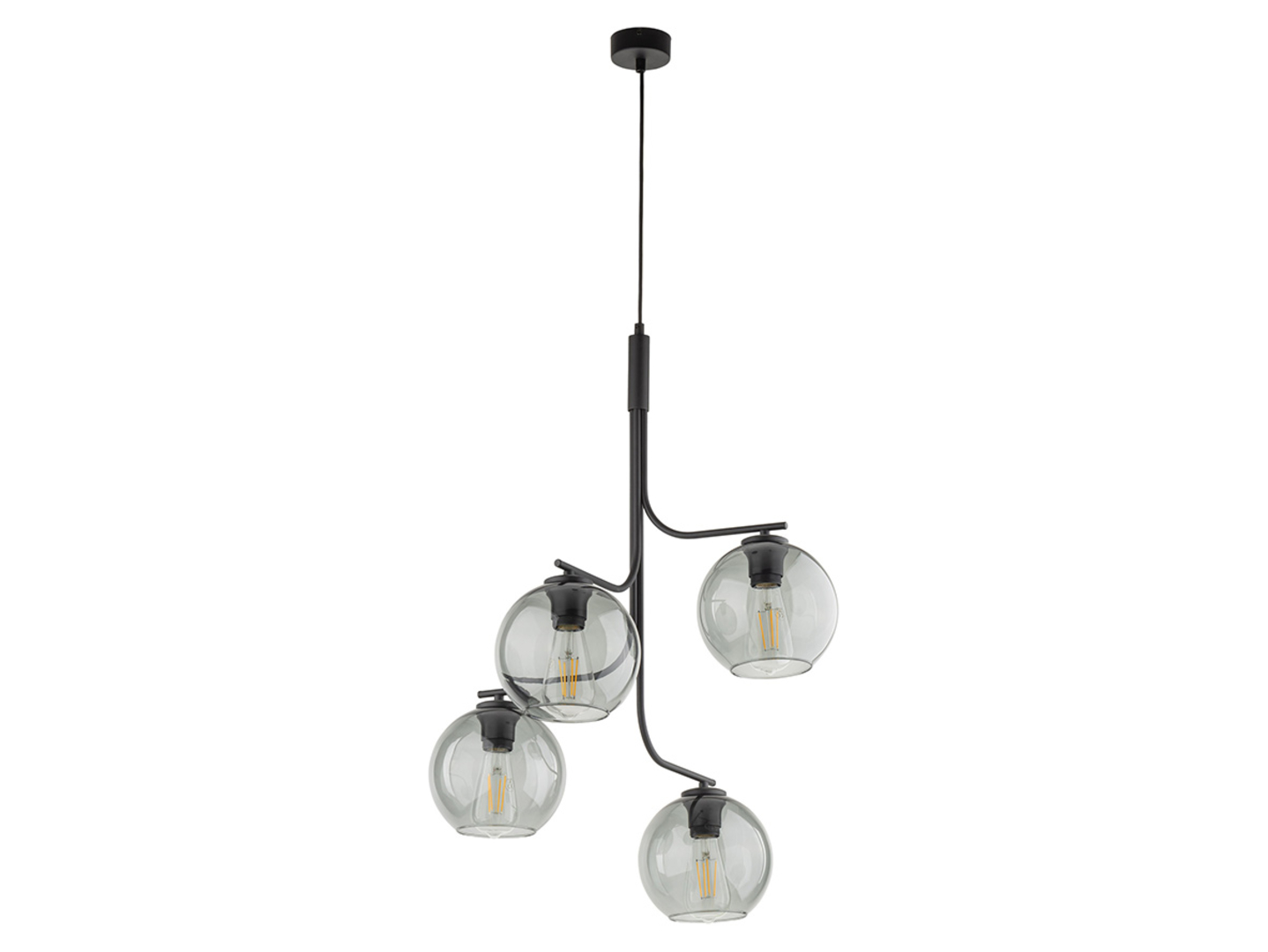 Lampa wisząca Cesar 4-punktowa szklana szara