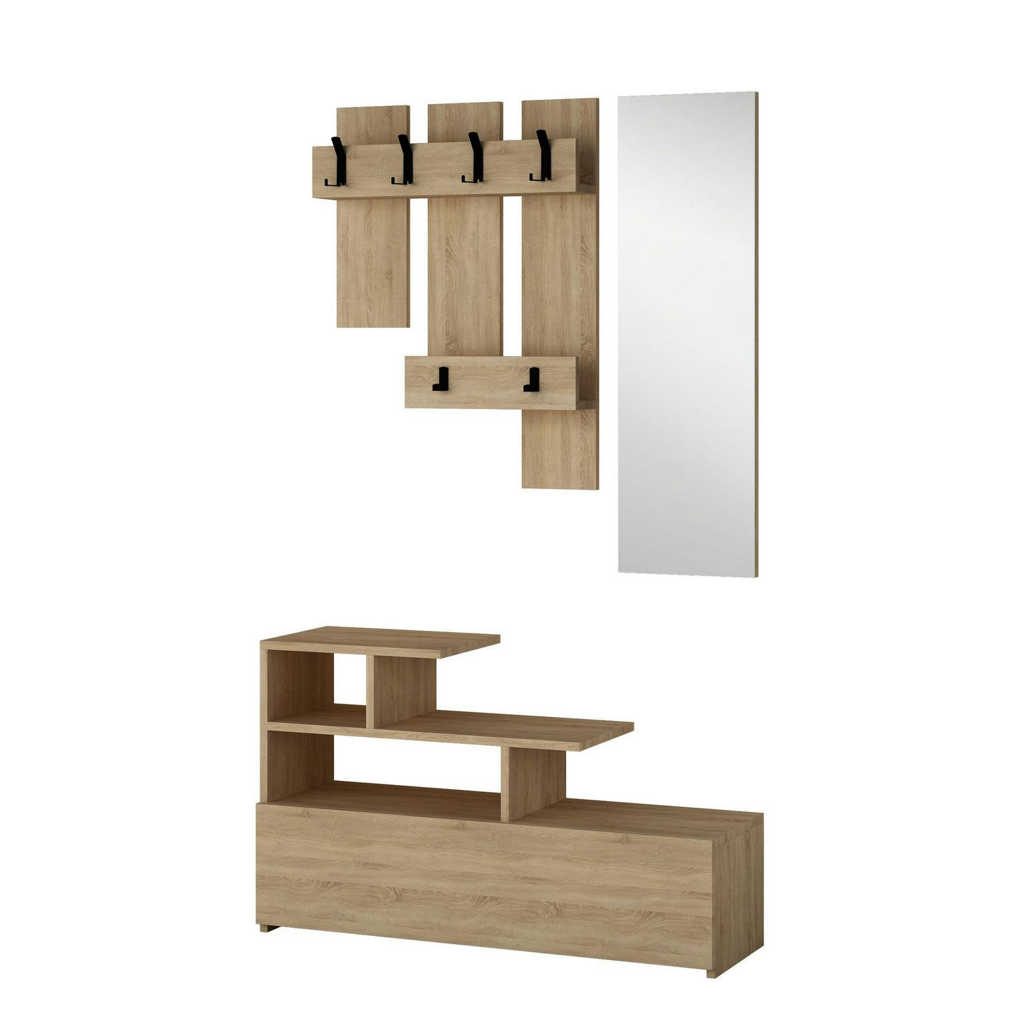 VESTI - Porte manteau avec banc design marron