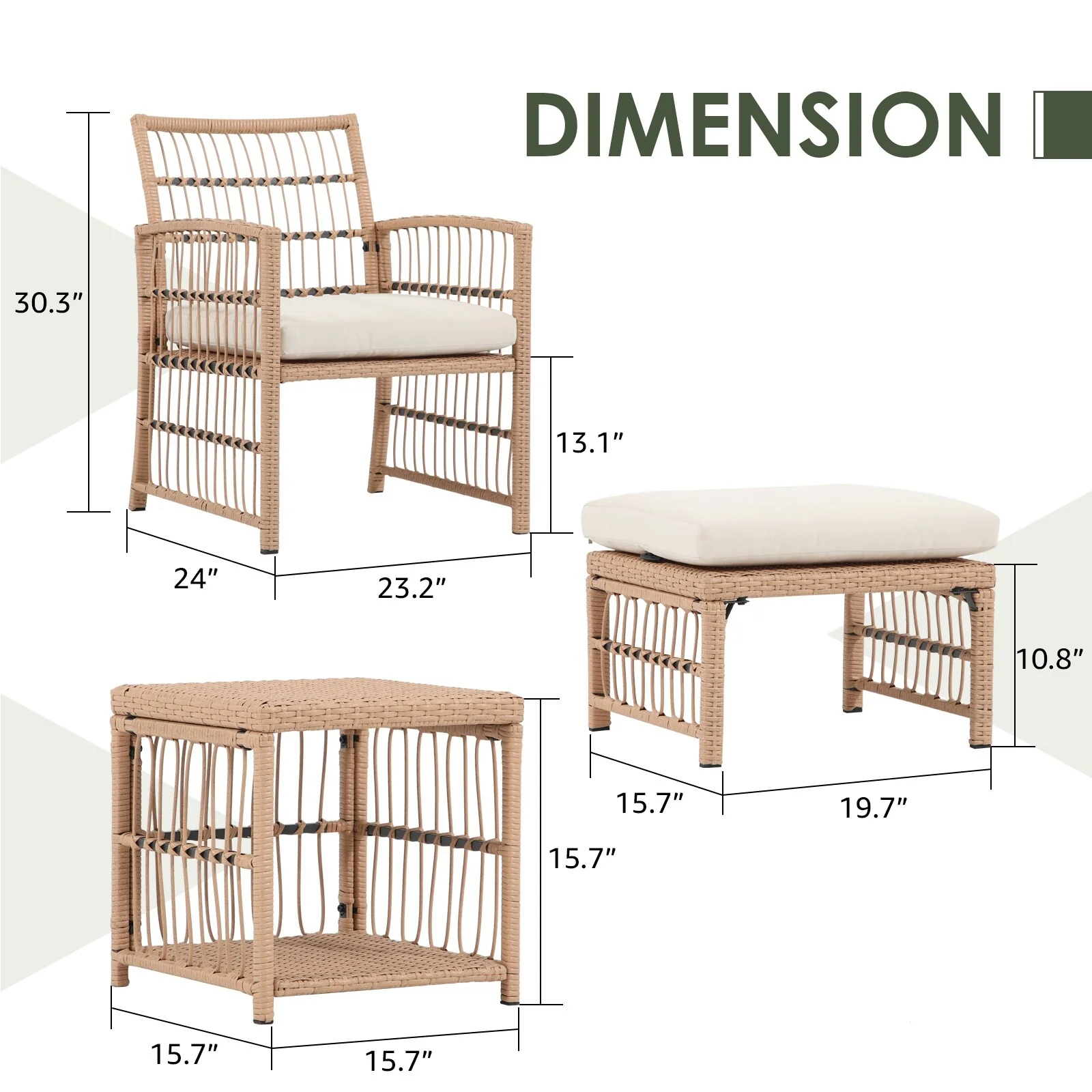 Outdoor 5-Piece Rattan Conversation Set with Cushion