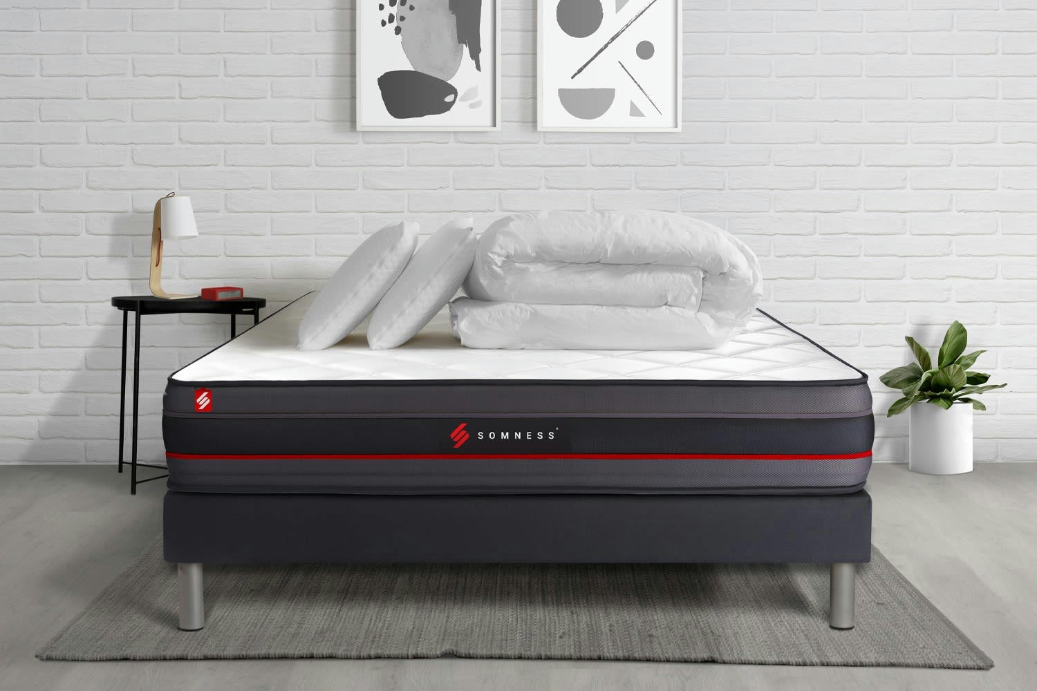 REGEN - Pack matelas sommier 140x200 oreiller couette