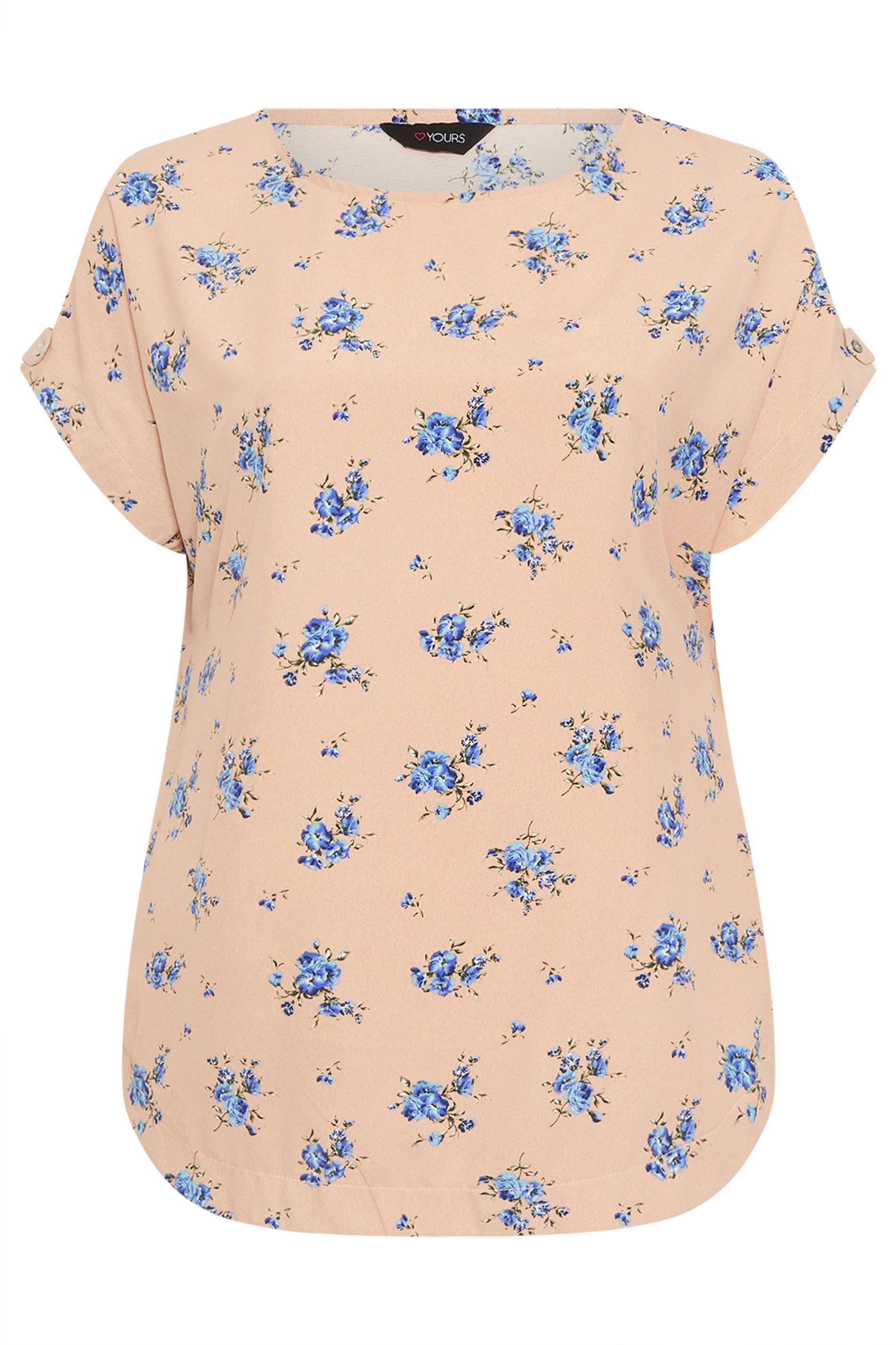 Yours Floral Tab Sleeve Top