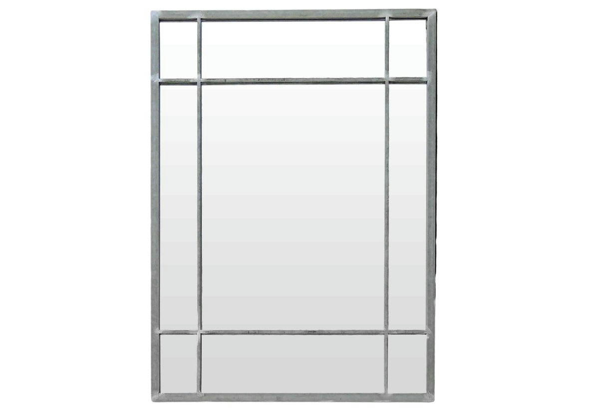WALLIS - Miroir Art Déco en métal finition zinc - 97 x 67 cm - Wallis