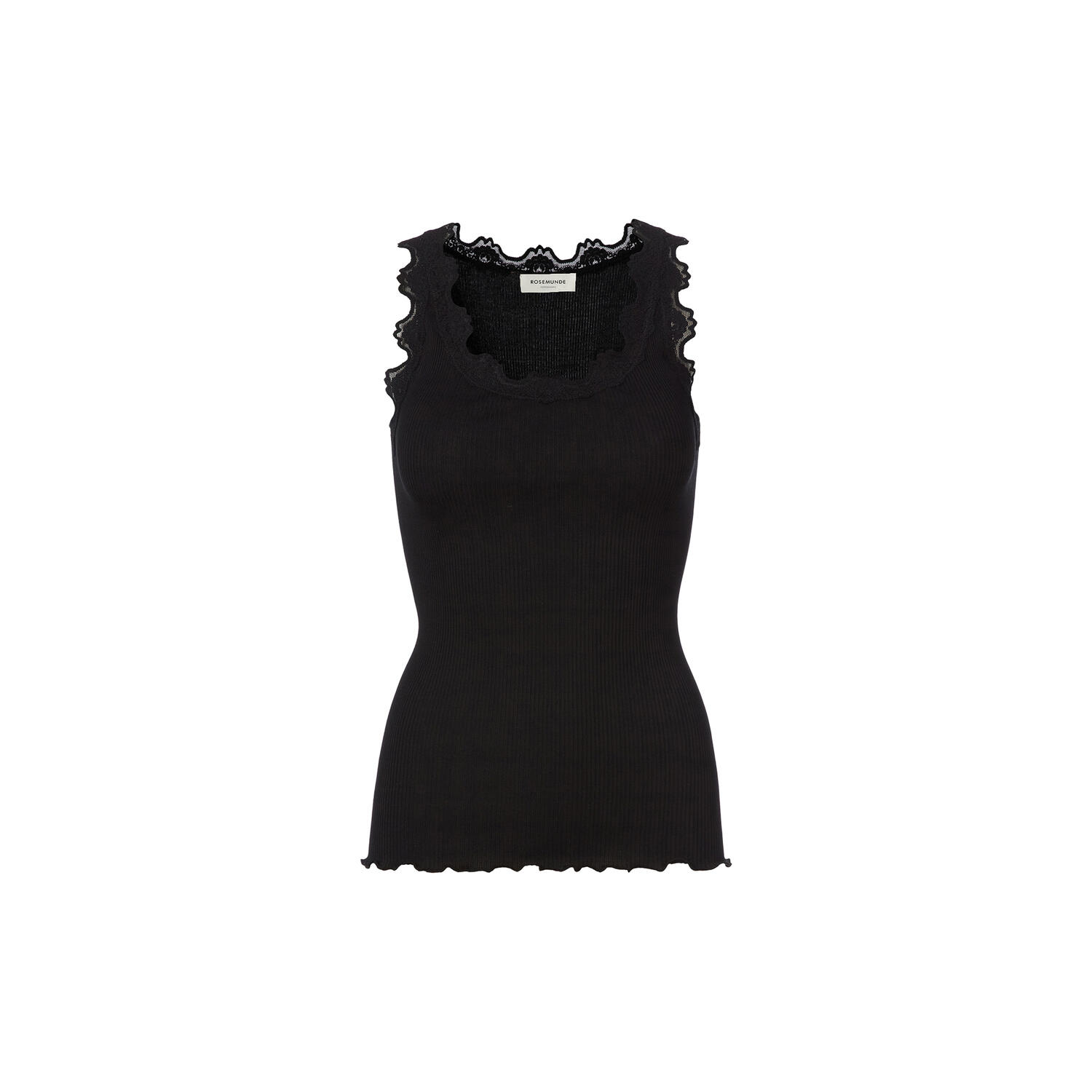 Silketop med blonder, black
