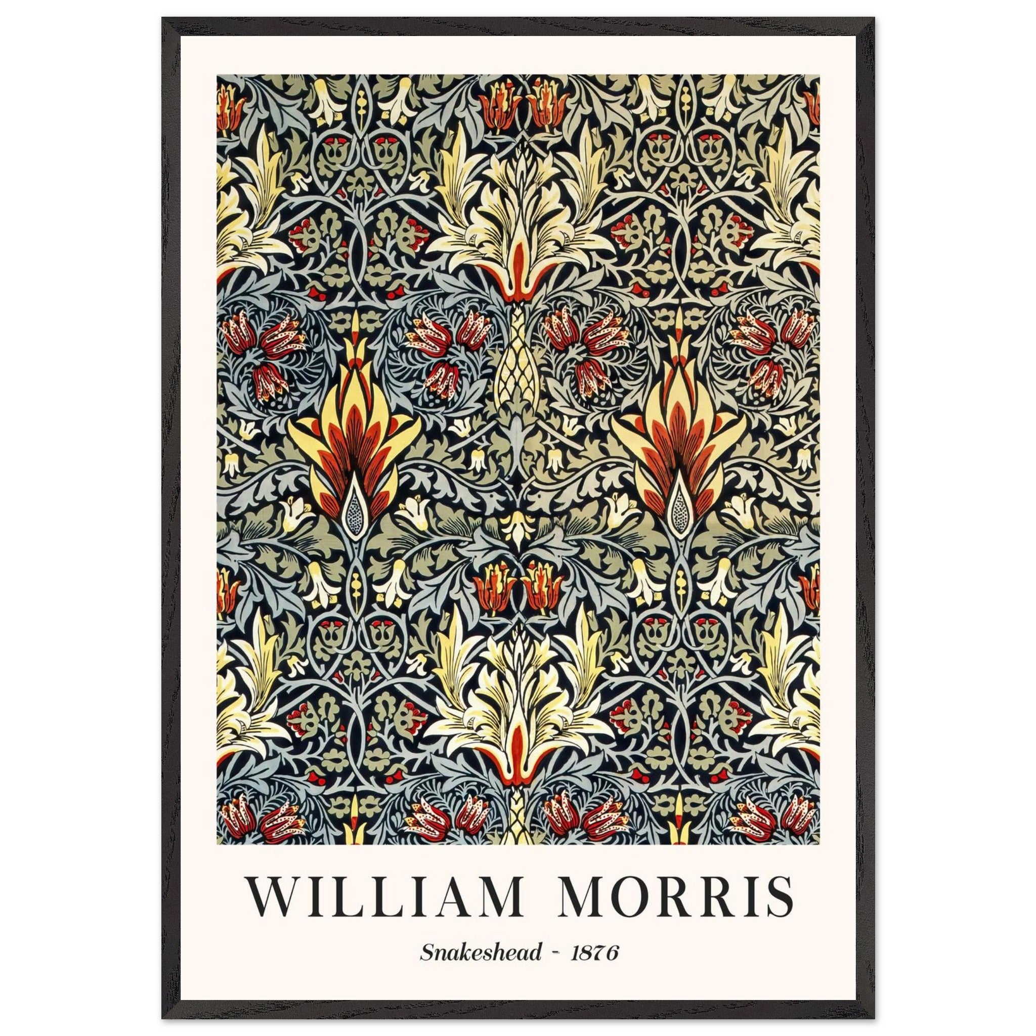 Artfulprints Poster met Lijst William Morris - Snakeshead 1876  - 50x70 cm - Blauw