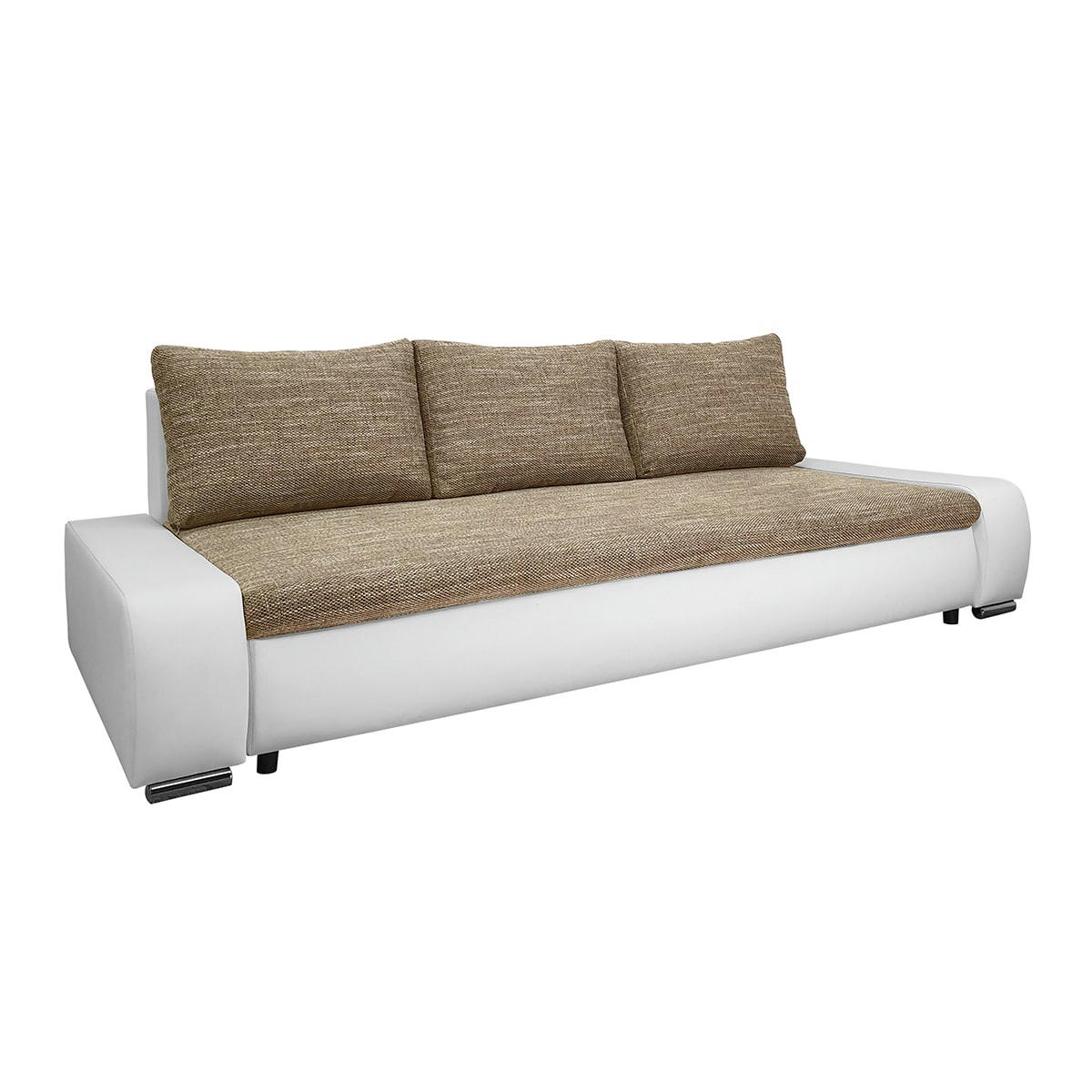 - Canapé convertible 3 places beige et blanc