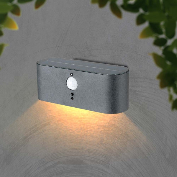 Kinkiet solarny VT-1148 z czujnikiem czarny LED 1x0.8W 100lm IP54 V-TAC