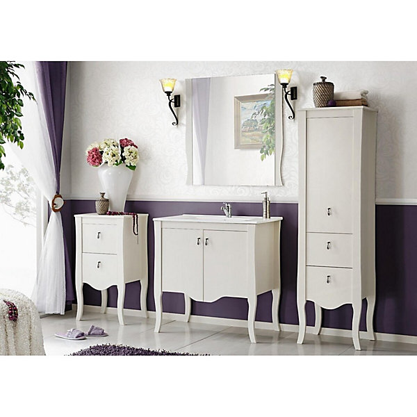 Miroir salle de bain blanc carré 80x80 cm cadre fin 2 cm design