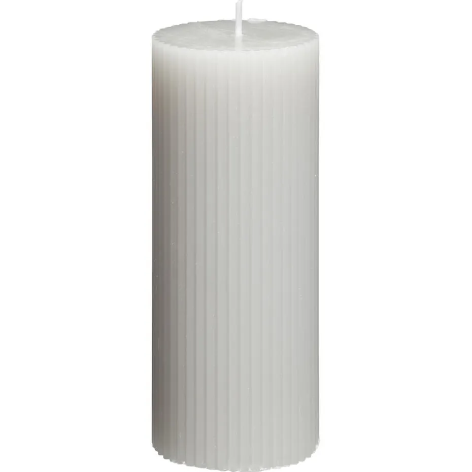 Kwantum Kaarsen & Theelichten | Kaarsen & Theelichten | Kaars Rustiek Ribbel Grijs 15 Cm 015CM