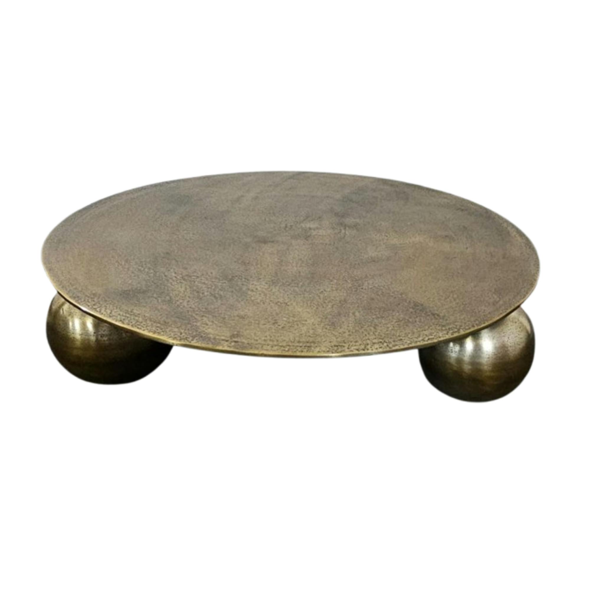 Table basse ronde vintage à pieds boules Ø90 cm KANO
