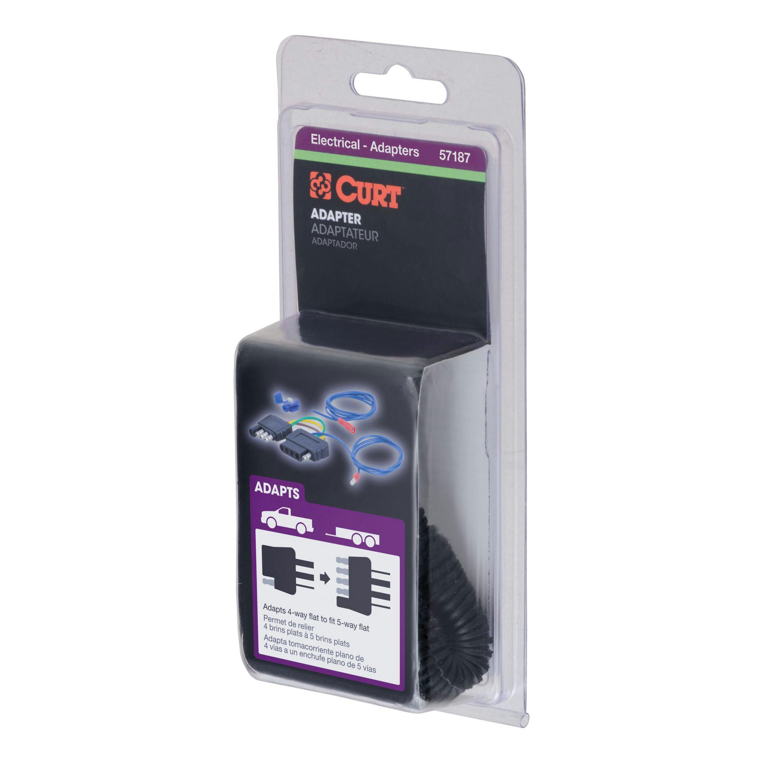 CURT Electrical Adapter, 4-Way Flat Vehicle to 5-Way Flat Trailer