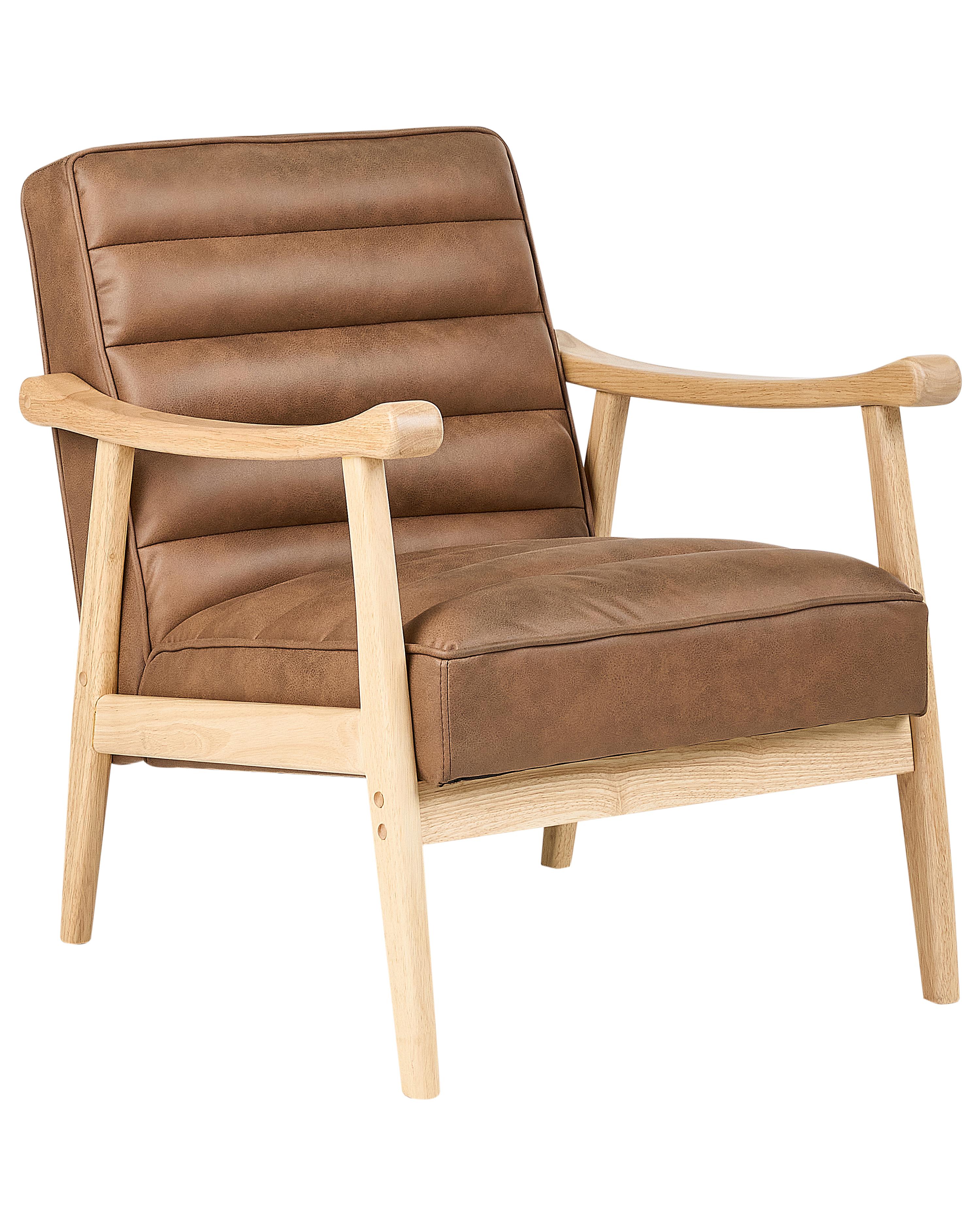 Armchair LEKNES Faux Leather Brown