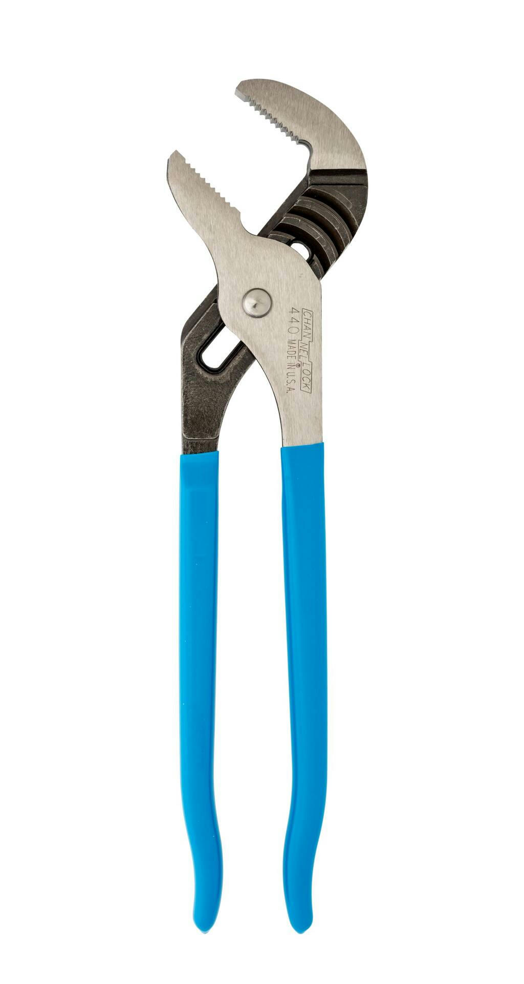 Channellock® 440 Straight Tongue & Groove Pliers, 2-1/4-in Jaw, PermaLock® Fastener, High Carbon Steel, 12-in
