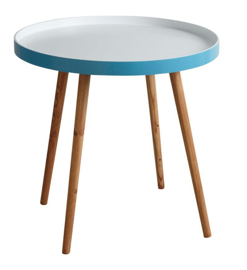 - Table d'appoint en bois et mdf laqué bleu
