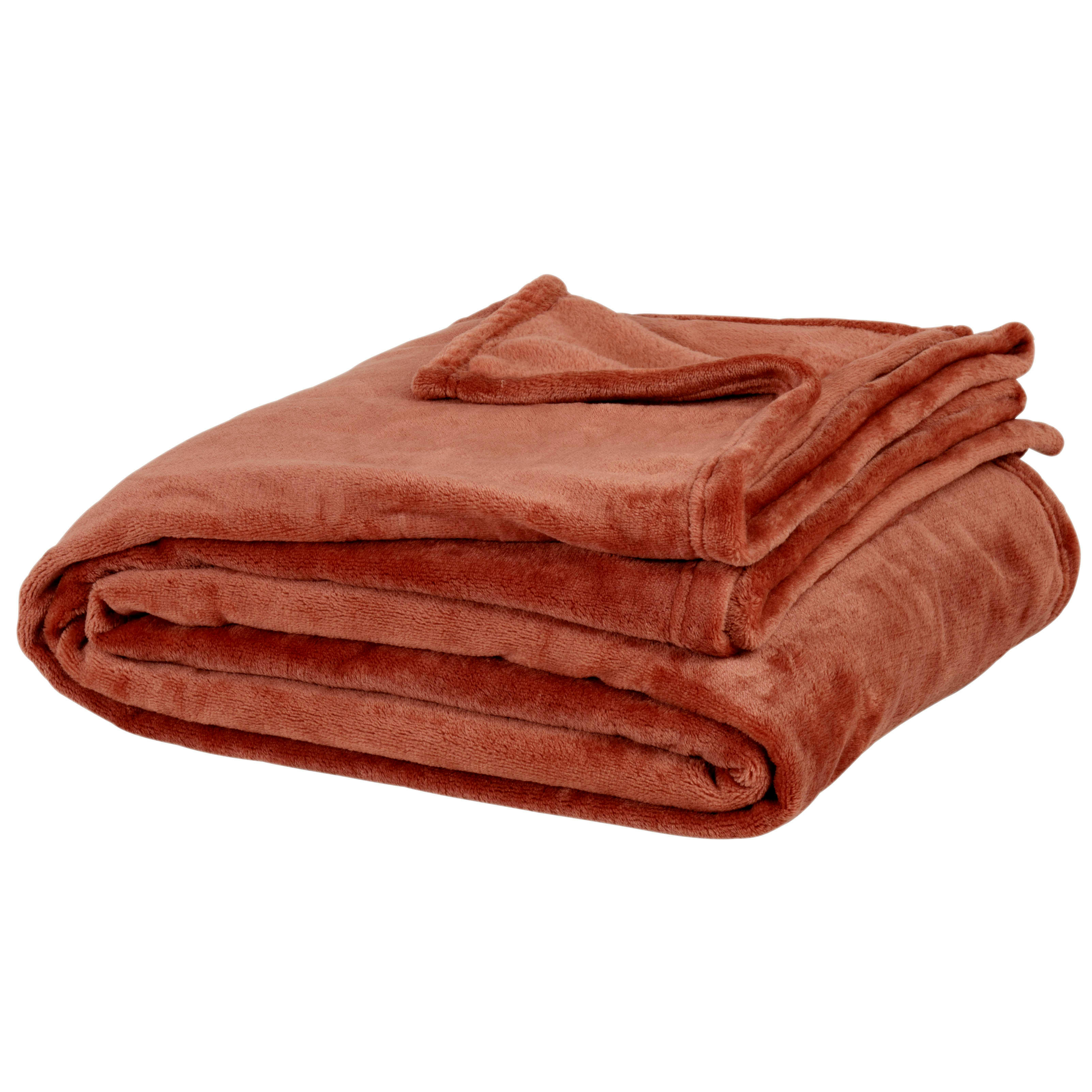 - Plaid en flanelle polyester recyclé orange 230x150