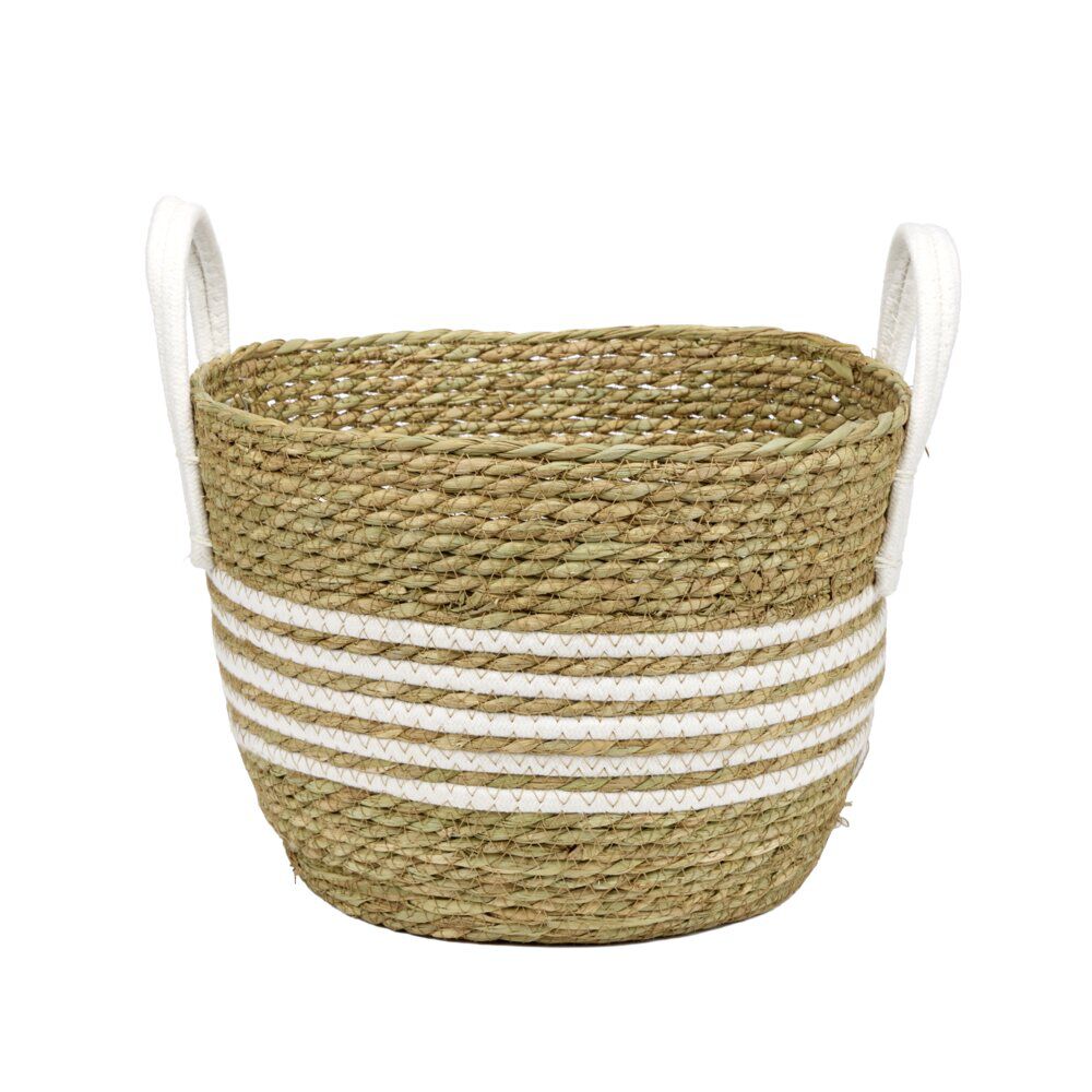 Panière avec grandes anses fibre et coton Ø28xH24cm Taille S
