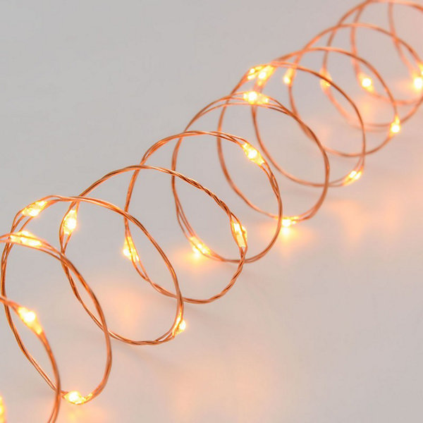 Guirlande lumineuse cuivrée 200 microledsblanc chaud - Lotti