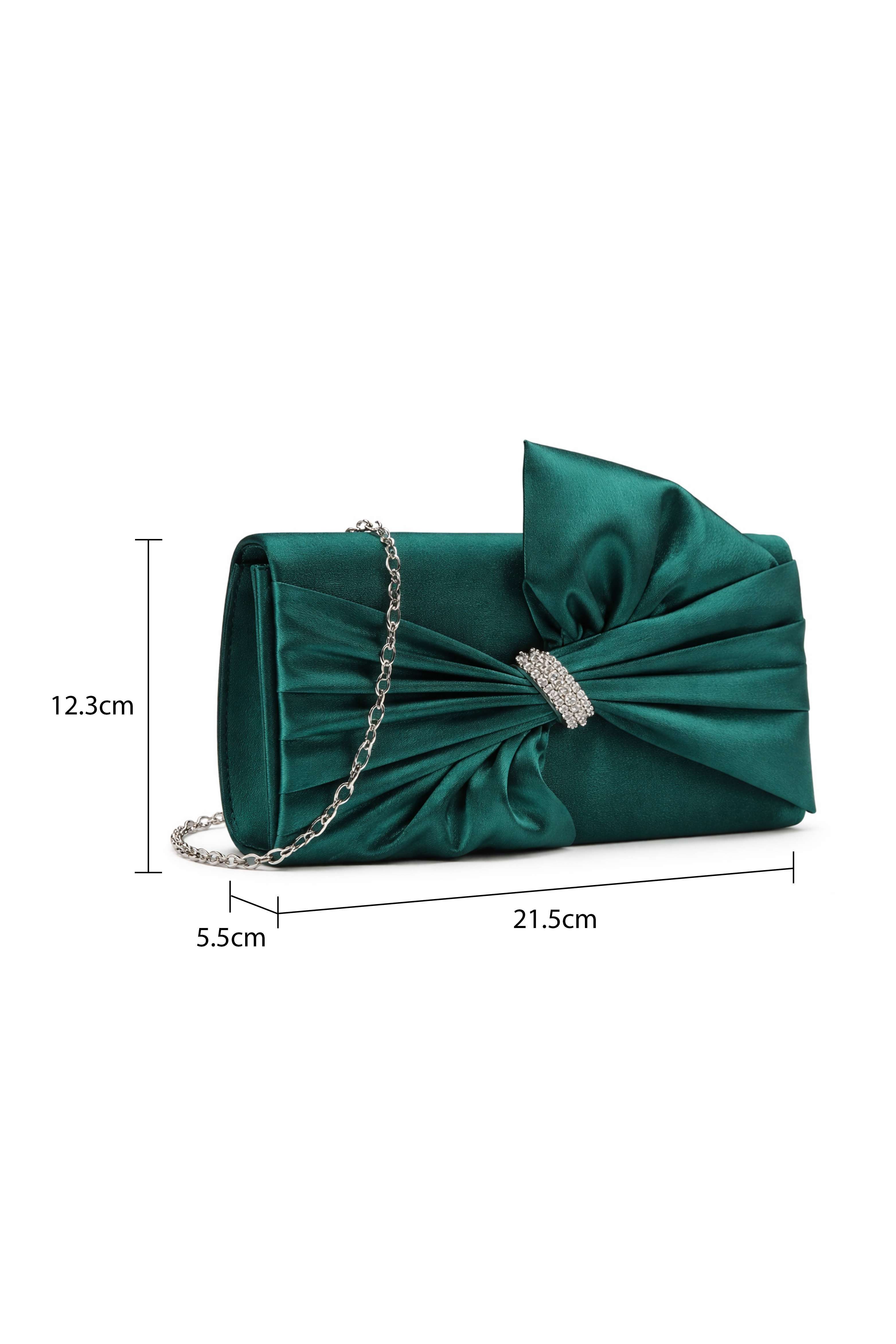 Kitise Velvet Pleated Floral Knot Bow Clutch Evening Bag