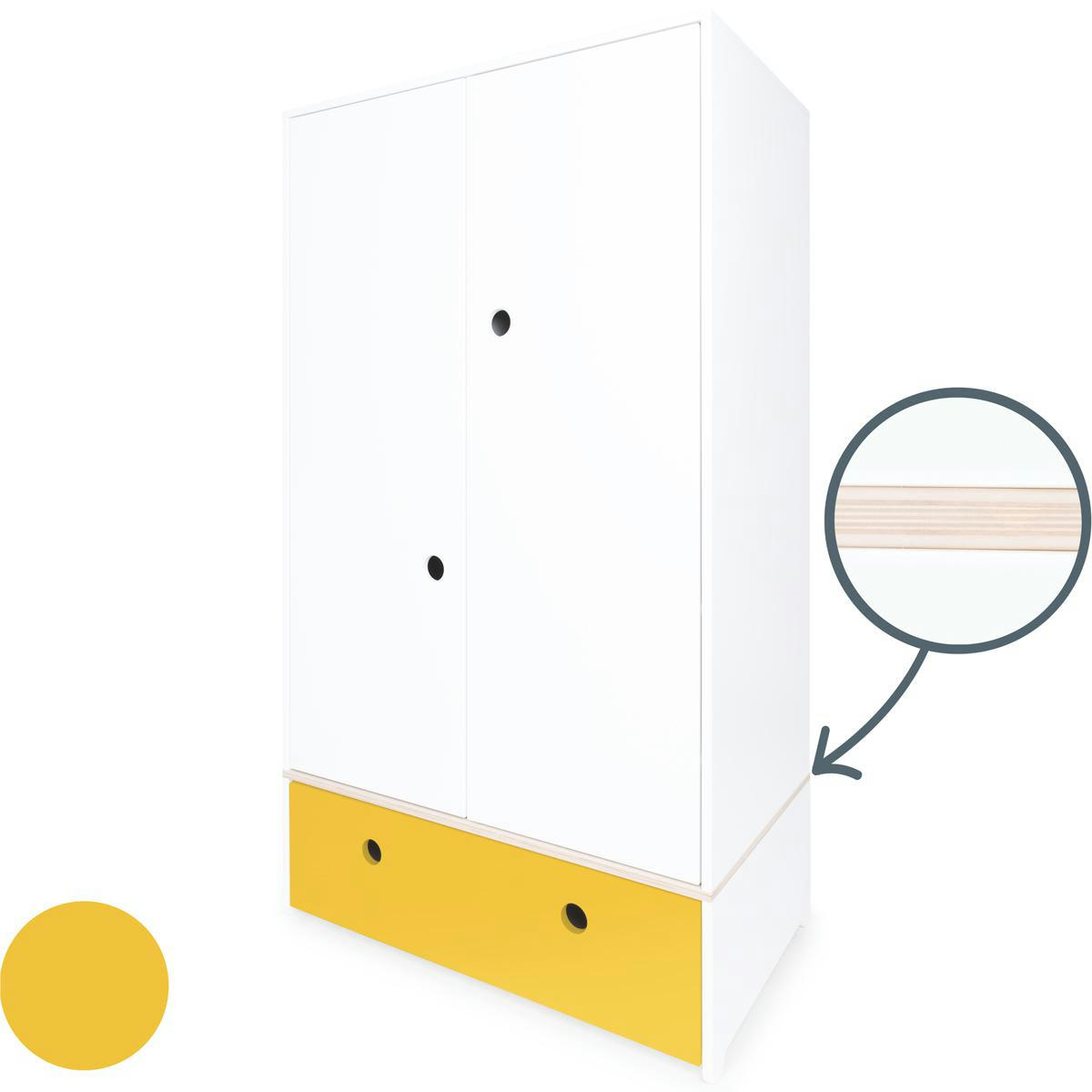 COLORFLEX - Armoire 2 portes façade tiroir jaune