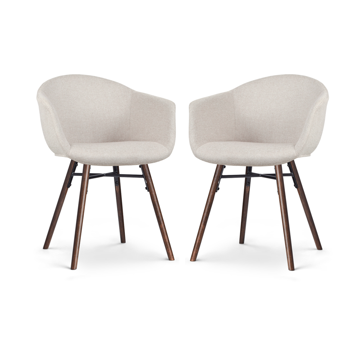 Nolon Nena-Otis eetkamerstoel beige - walnoot houten onderstel - set van 2