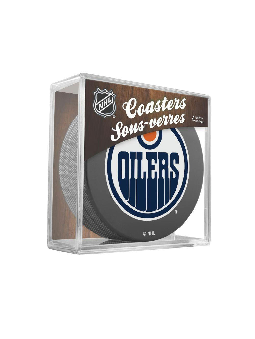 NHL Edmonton Oilers Hockey Puck Drink Coasters, 4-pk