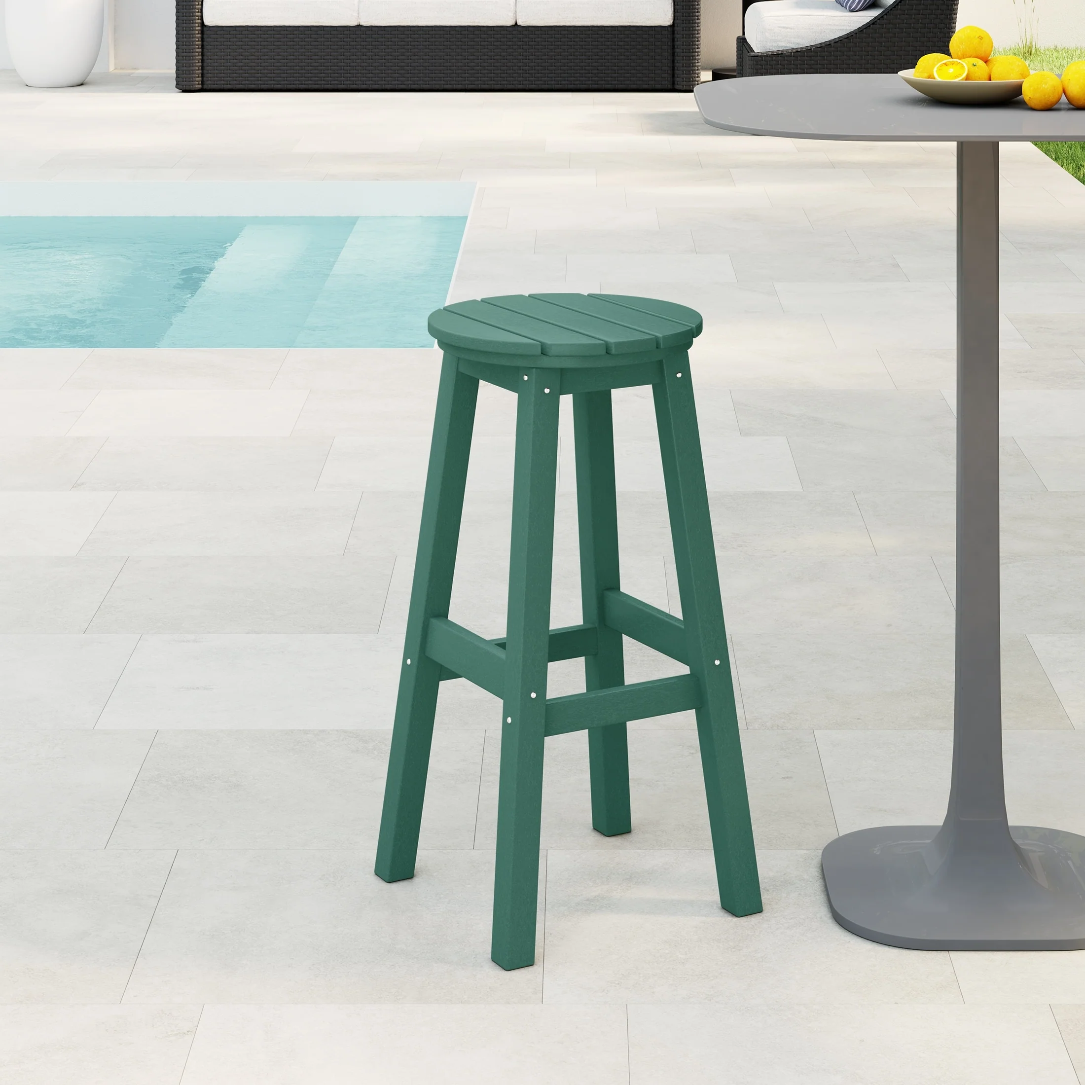 Polytrends Laguna Hdpe All Weather Outdoor Patio 29 Round Bar Stool