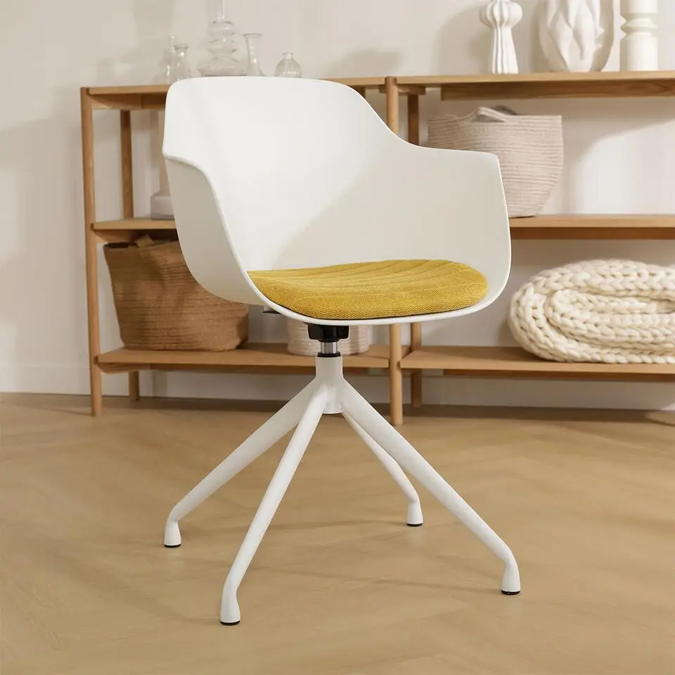Nolon Nola-Liz Eetkamerstoel Wit - Okergeel - Draaibaar - Wit