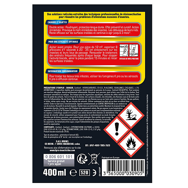 Aérosol Black contre blattes et cafards 400ml