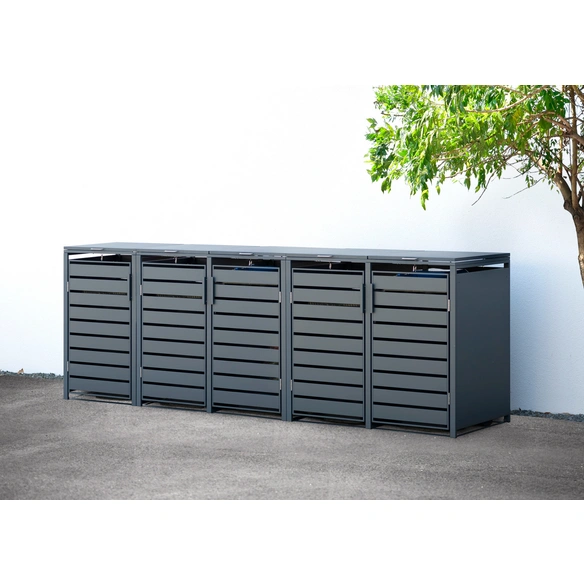 Mülltonnenbox »Moderna«, BxHxT: 350 x 135 x 83 cm, für 5 x 240 L Mülltonnen, Stahl