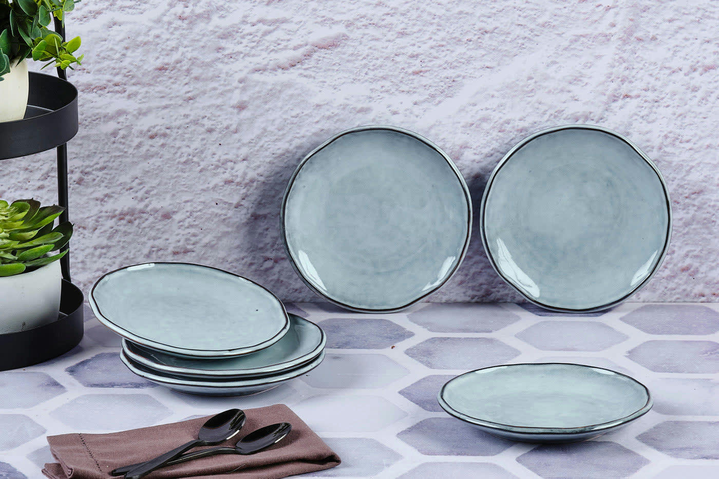 REACTIV - Lot de 6 petites assiettes en grès gris D16