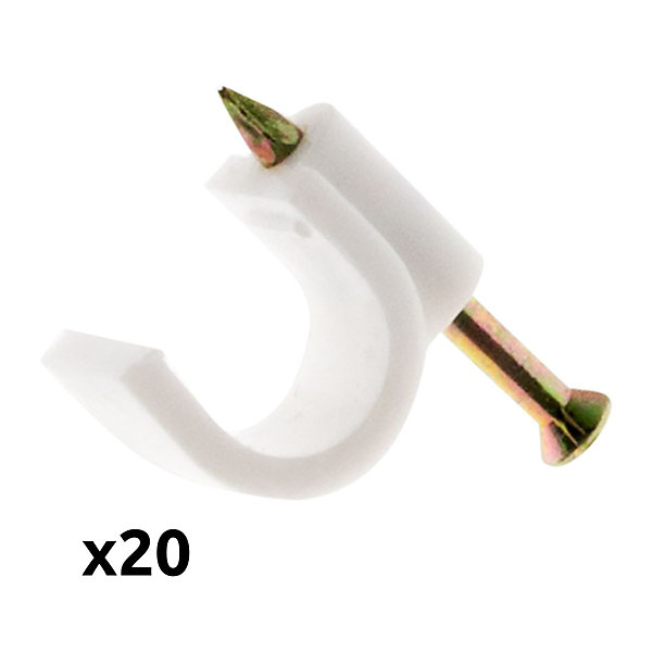 Lot de 20 crochets fixation diamètre 4mm - Blanc - Zenitech