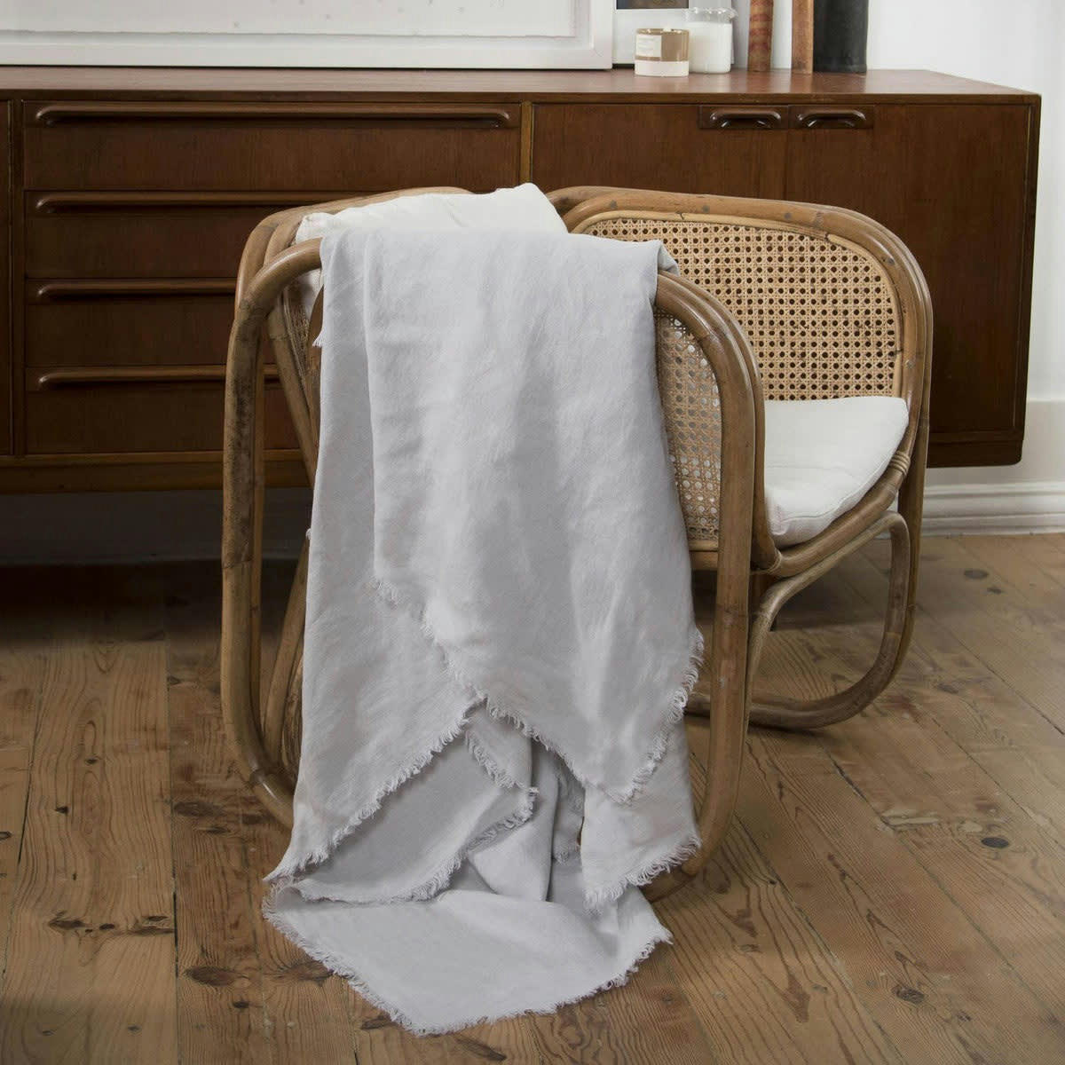 HORTENSE - Jeté de lit grand modèle lin lavé  180x260 gris perle