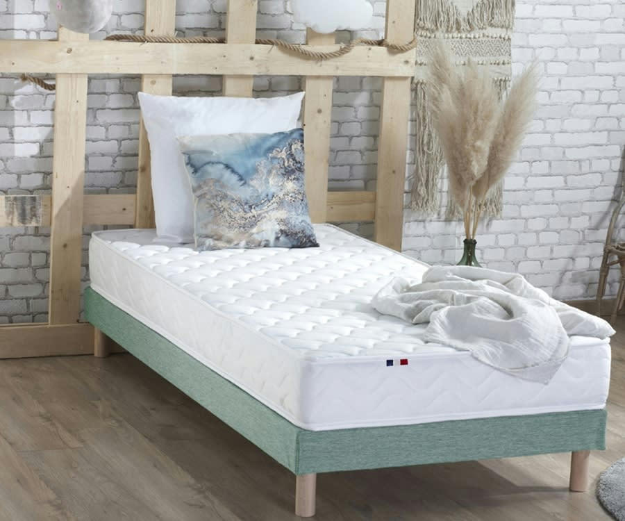 ENSEMBLE SPECTRE - Ensemble matelas ressorts fermes sommier vert 90x190