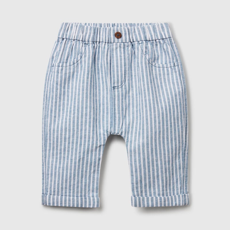 Striped trousers in pure linen