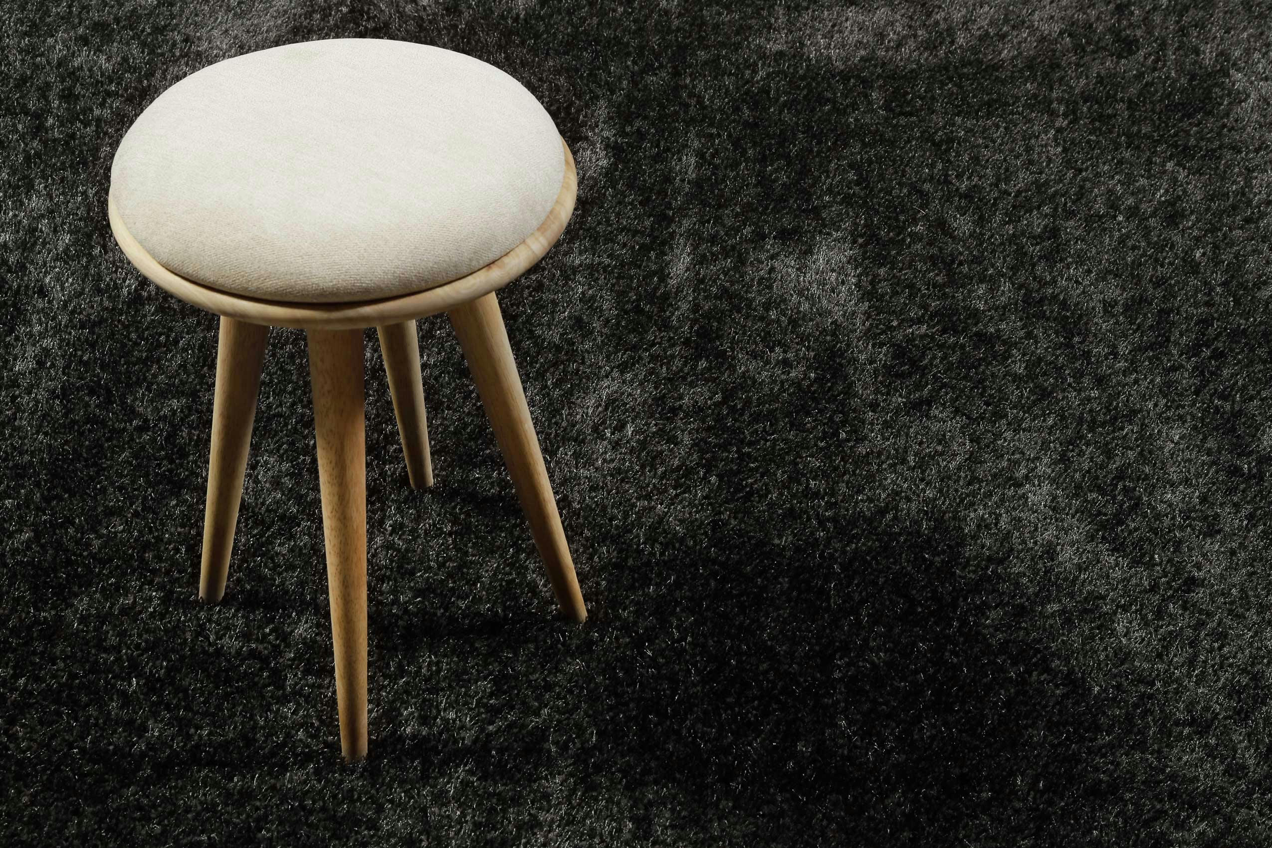 #SWAGGER SHAG - Tapis carré poils longs doux brillant gris anthracite 200x200