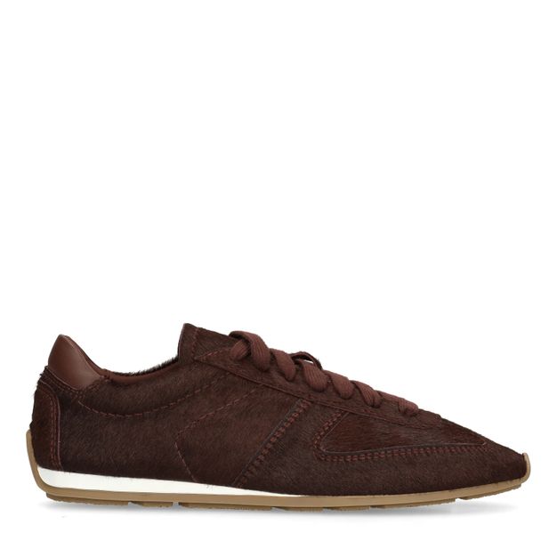Burgundy pony hair sneakers