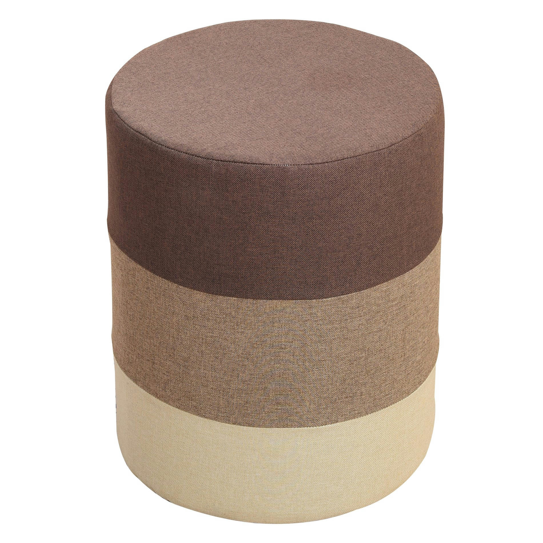 ENJOYRELAX - Repose-pieds pouf en fibre de bois et tissu marron et beige