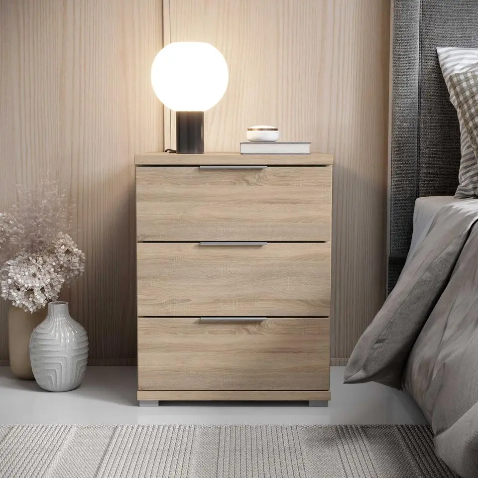 Nachtkastje Smilla - 42x46x61cm - 3 lades - sonoma eikdecor