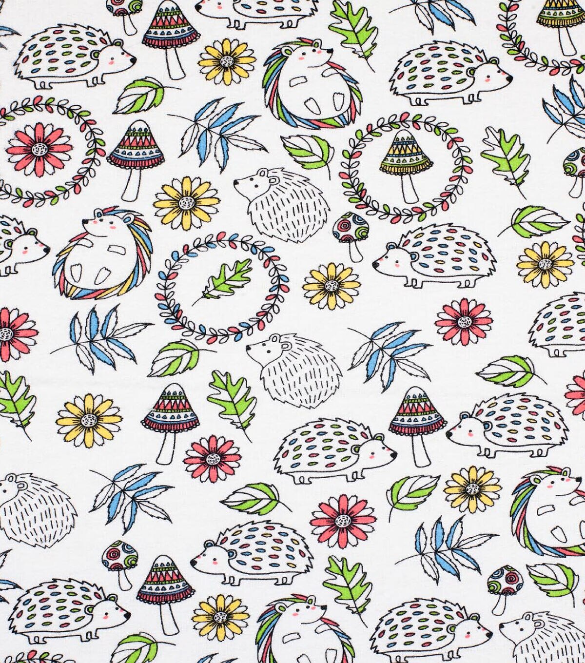 Hedgehogs & Mushrooms Super Snuggle Flannel Fabric