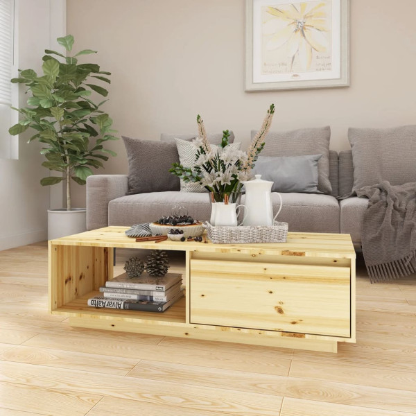 Stolik Kawowy Ława Stół Drewniany 110x50x33.5 Półka Do Salonu Do Pokoju