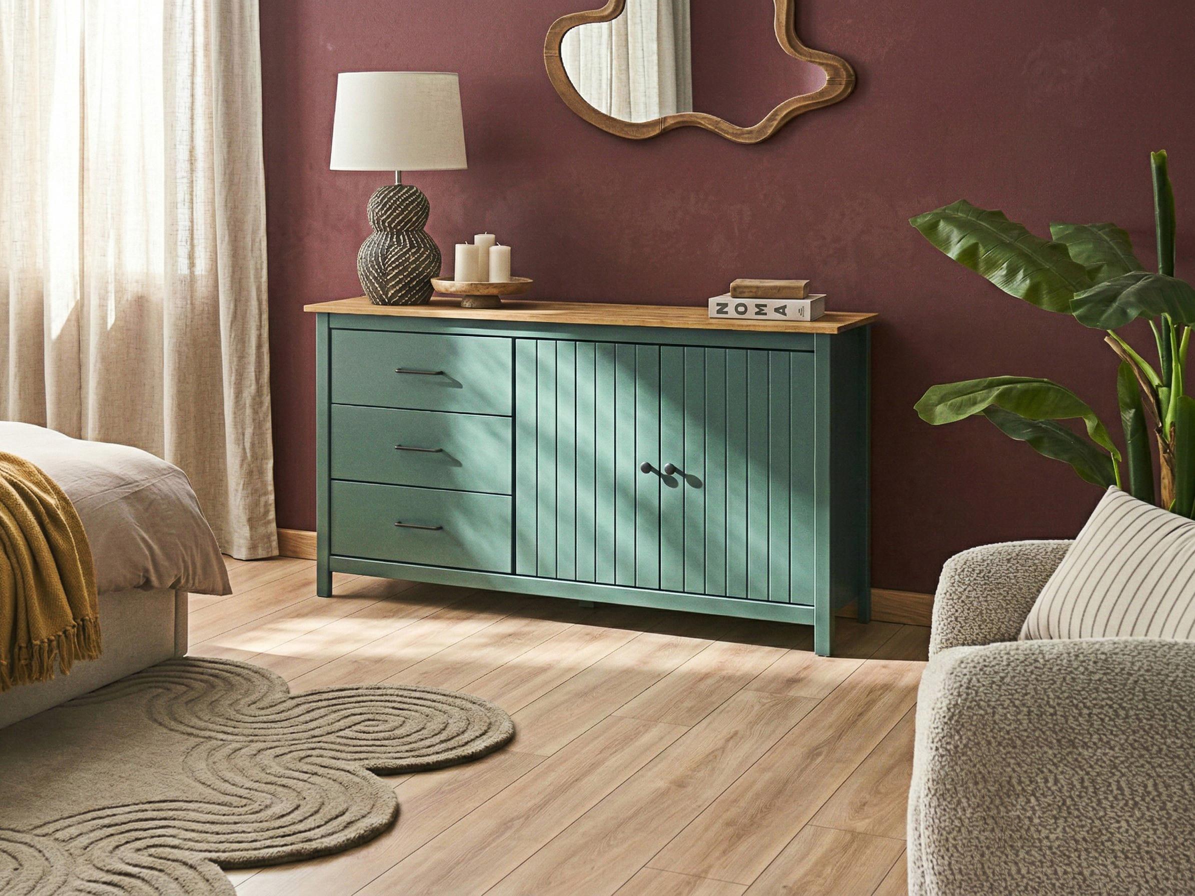 2 Door Sideboard LEONORA Pine Wood Green