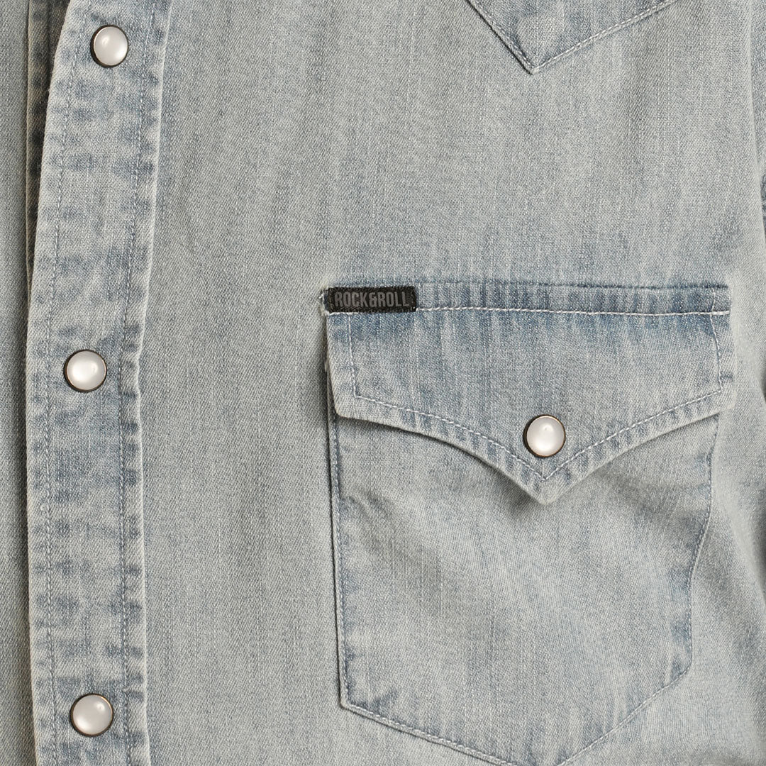 Мужская джинсовая рубашка в стиле рок-н-ролл и ковбой с застежками на кнопках
