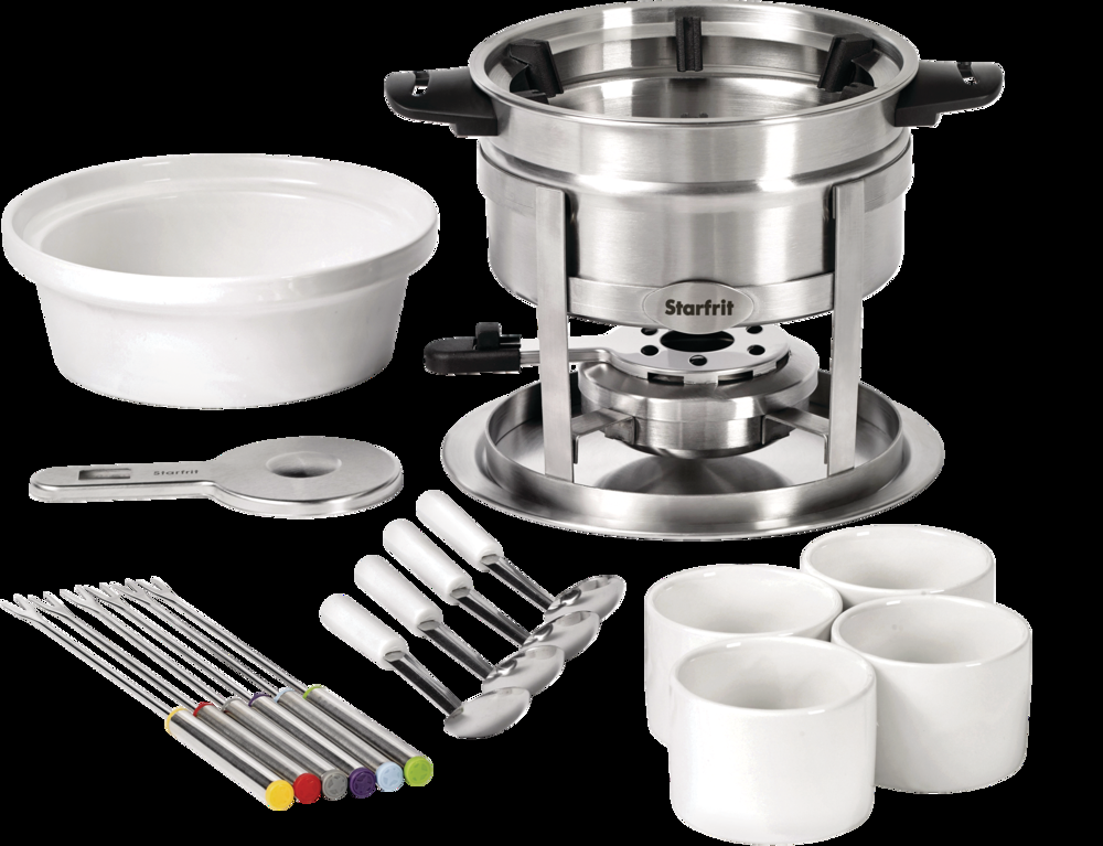Starfrit 3-in-1 Stainless Steel Fondue Set with 6 Forks, 1.6-L, 19-pc